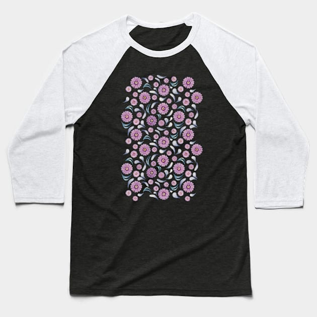 Floral on Lime Baseball T-Shirt by Timone